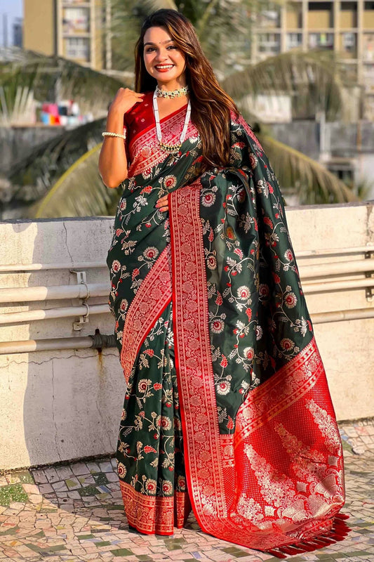 Green Banarasi Silk Meenakari Traditional Saree NCSD11110450