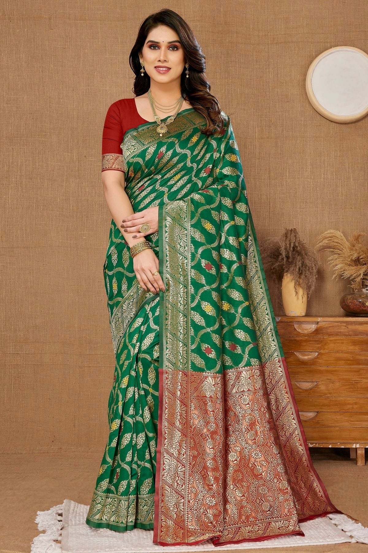 Green Banarasi Silk Saree NCSD11112486
