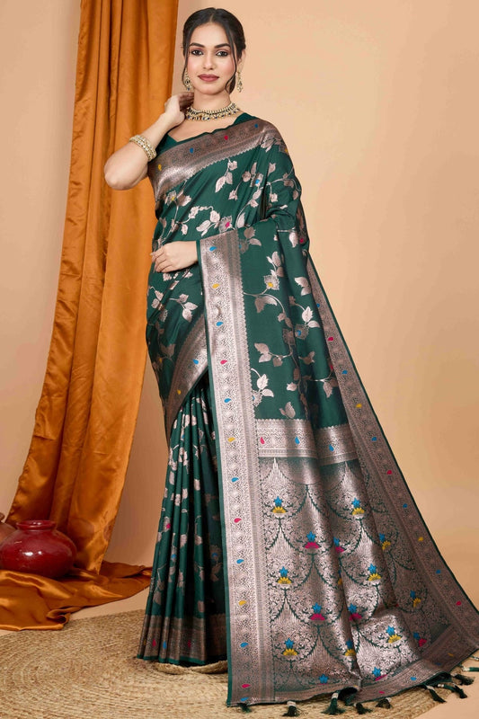 Green Banarasi Silk Woven Traditional Saree NCSD11110467