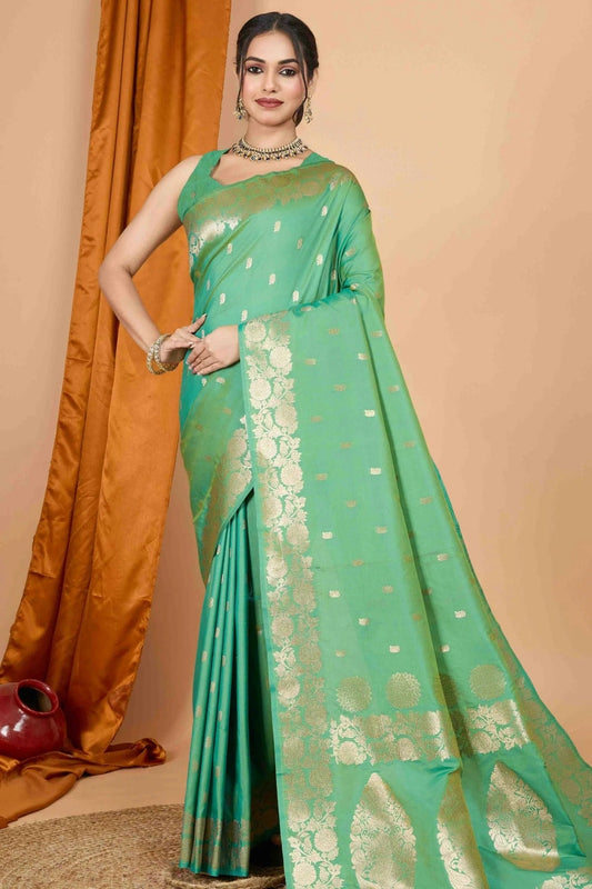 Green Banarasi Silk Woven Traditional Saree NCSD11110475