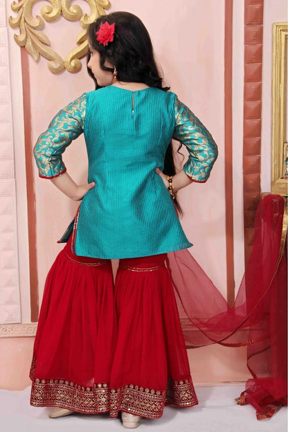 Green Brocade Party Wear Sharara Suit NCGW10710805