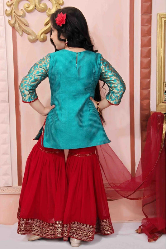 Green Brocade Party Wear Sharara Suit NCGW10710805