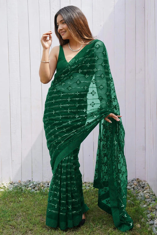 Green Butterfly Net Designer Saree NCSD11111705