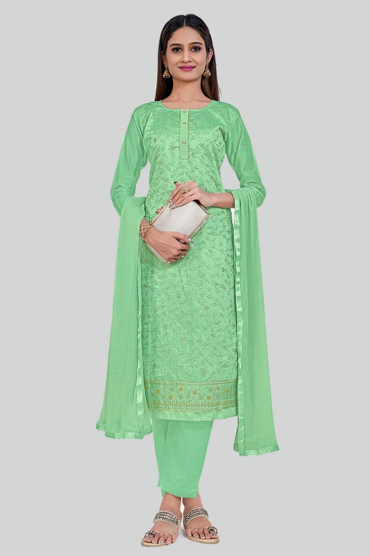 Green Chanderi Silk Pant Style Suit NCSM11112347