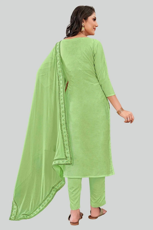 Green Chanderi Silk Pant Style Suit NCSM11112400