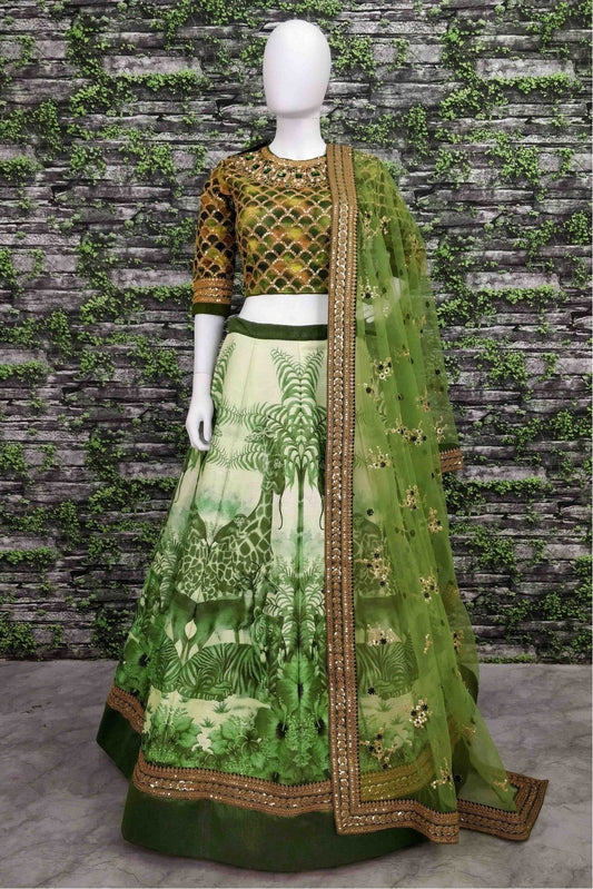 Green Chennai Silk Lehenga Choli NCLC10110286