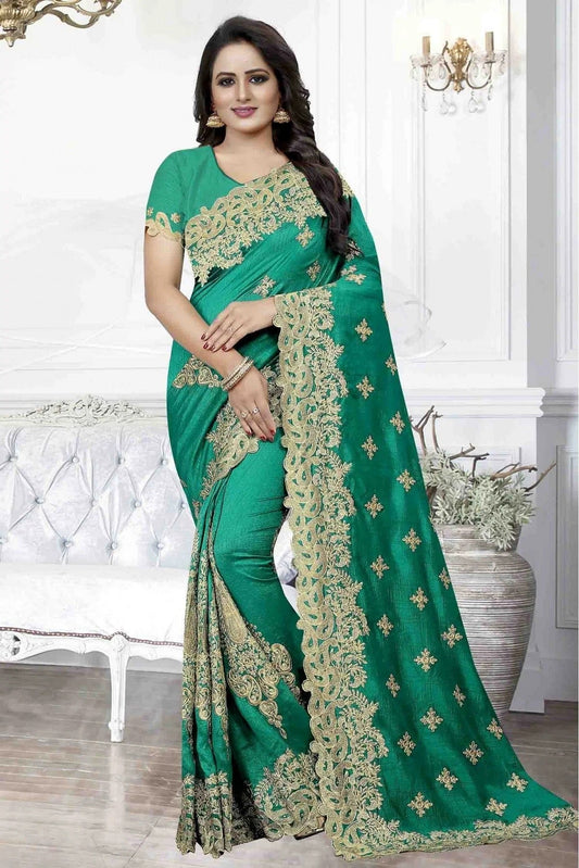 Green Cherry Silk Designer Saree NCSD11210636