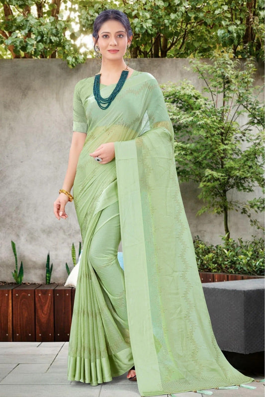 Green Chiffon Satin SwaroNCki Saree NCSD11210571