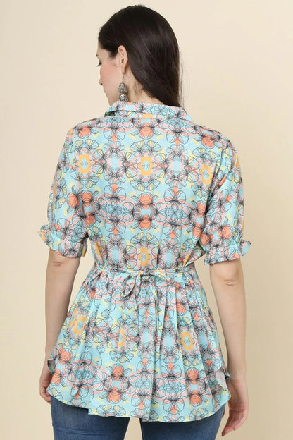 Green Cotton Printed Readymade Top  NCTP11112310