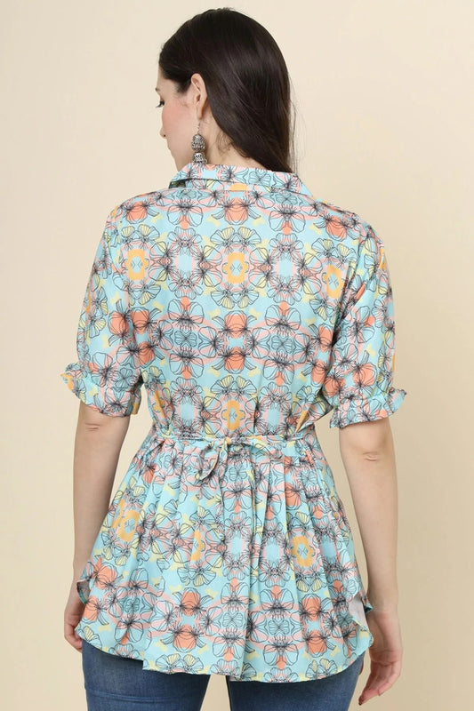 Green Cotton Printed Readymade Top  NCTP11112310