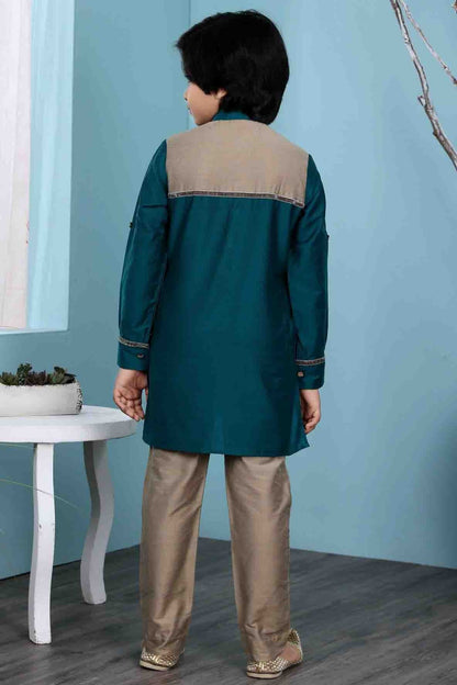 Green Cotton Silk Kurta Pajama NCBW10710695