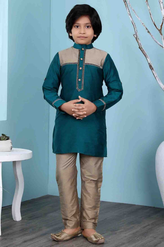 Green Cotton Silk Kurta Pajama NCBW10710695