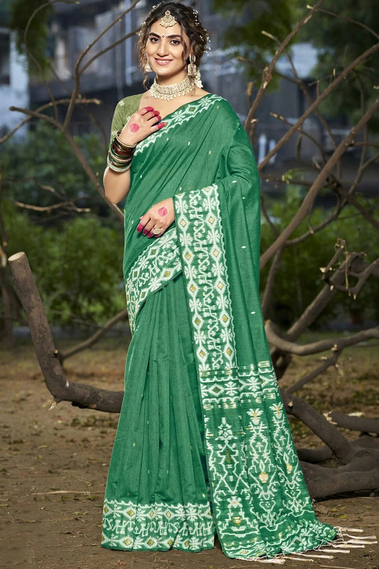 Green Cotton Woven Traditional Saree NCSD11010345
