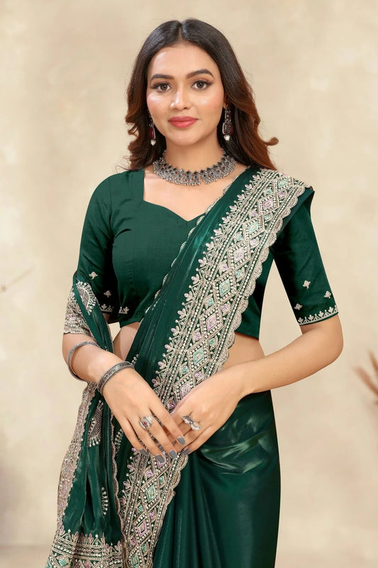 Green Crepe Silk Saree NCSD10910244