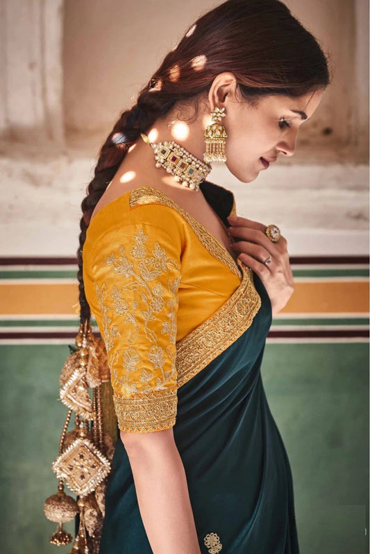 Green Crepe Silk Sequins Saree NCSD10810614