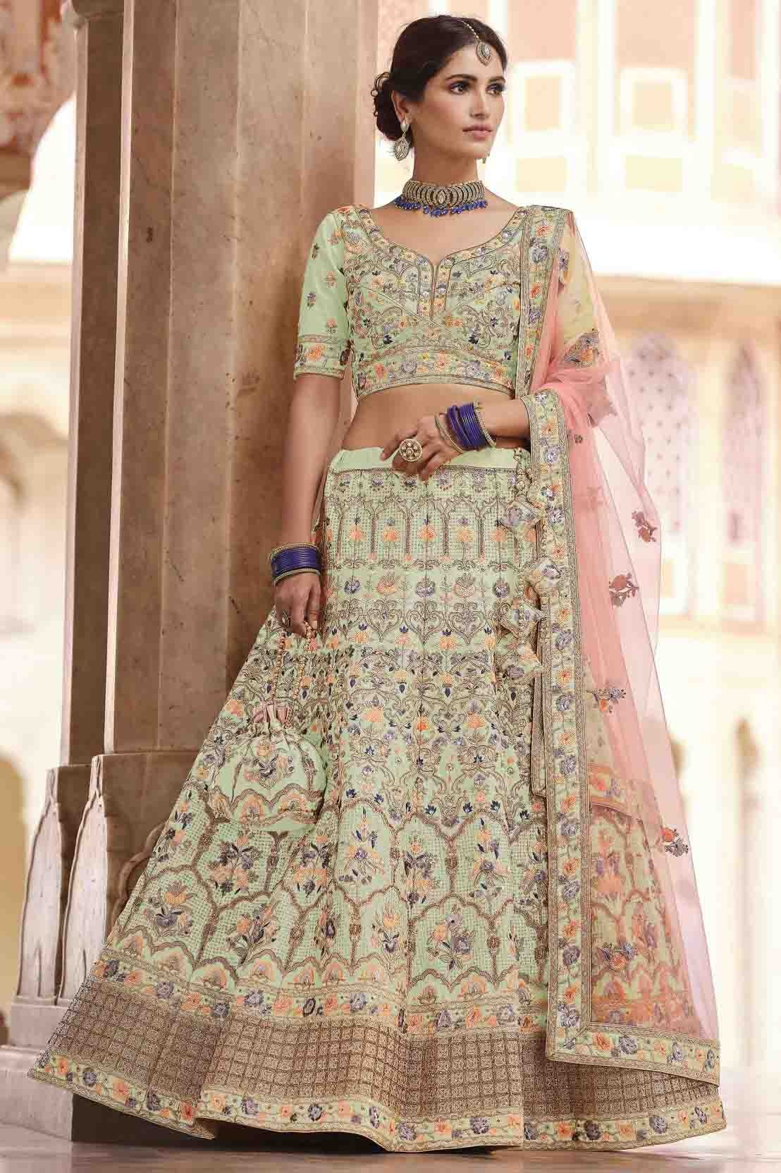 Green Crepe SwaroNCki Lehenga Choli NCLC10810424