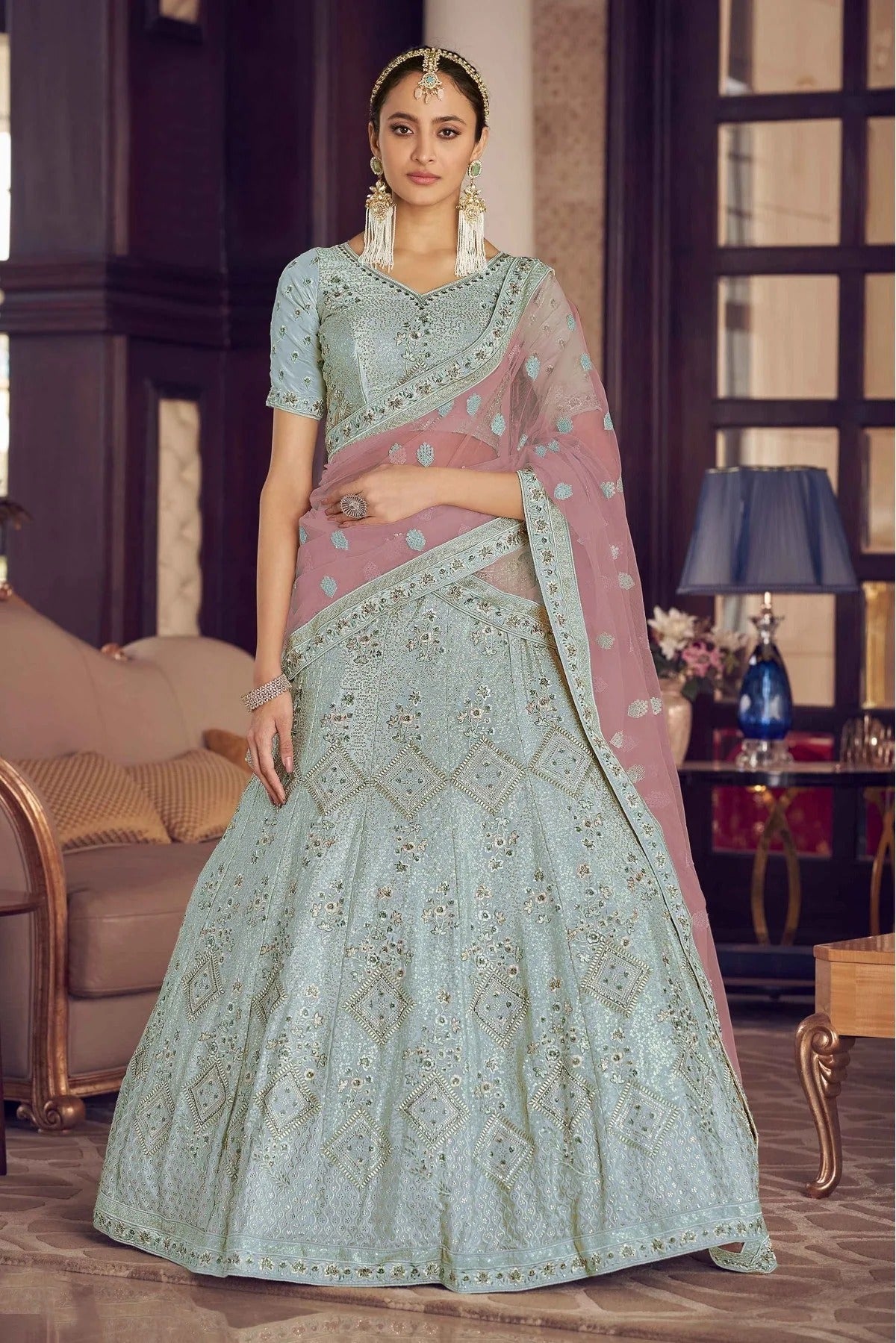 Green Crepe Thread Lehenga Choli NCLC10810436