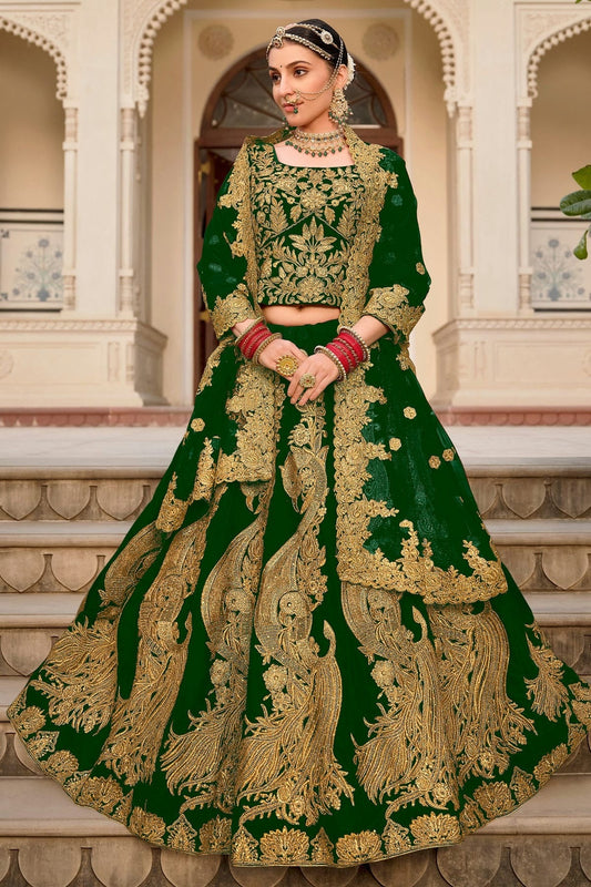 Green Embroidery 9000 Velvet Lehenga Choli NCLC12910146