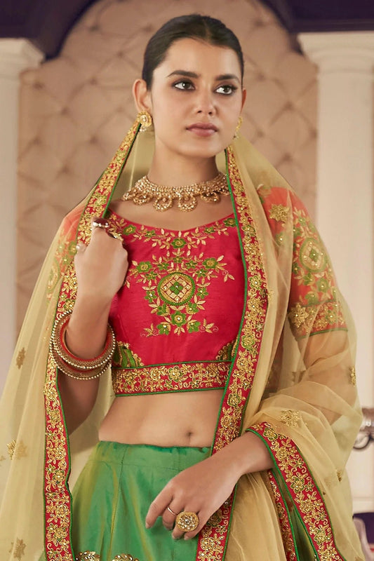 Green Embroidery Art Silk Lehenga Choli NCLD10810262