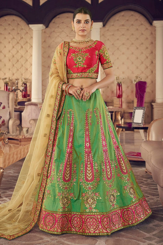 Green Embroidery Art Silk Lehenga Choli NCLD10810262