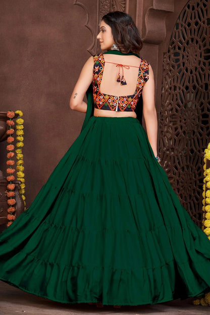 Green Embroidery French Crepe Navratri Lehenga  NCLD11710193