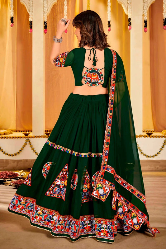 Green Embroidery Georgette Navratri Lehenga  NCLD11710184
