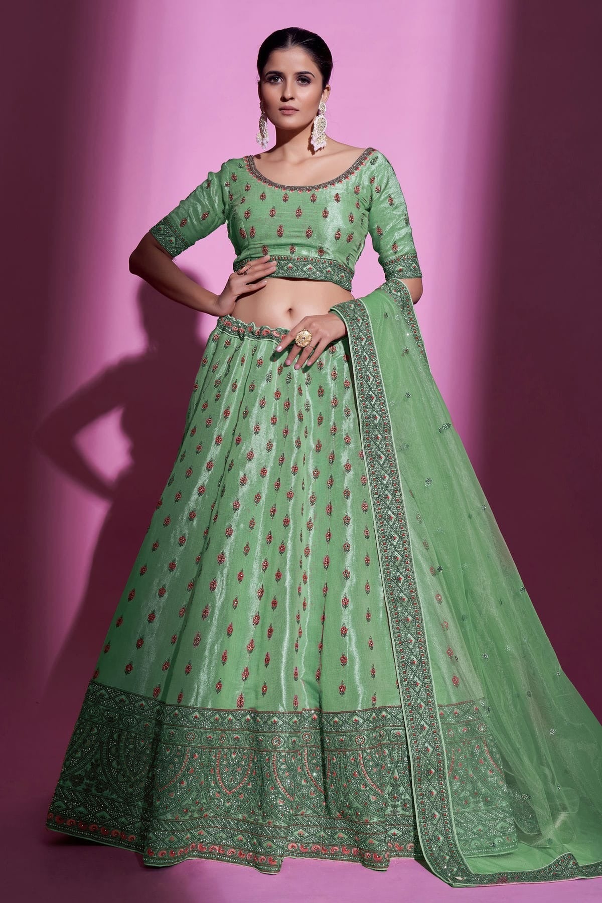 Green Embroidery Gota Silk Lehenga Choli NCLD10810321