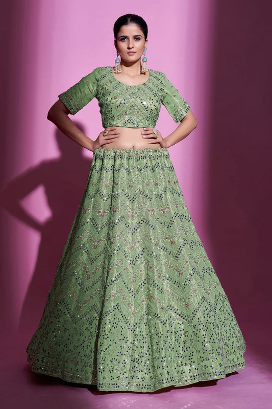 Green Embroidery Gota Silk Lehenga Choli NCLD10810327