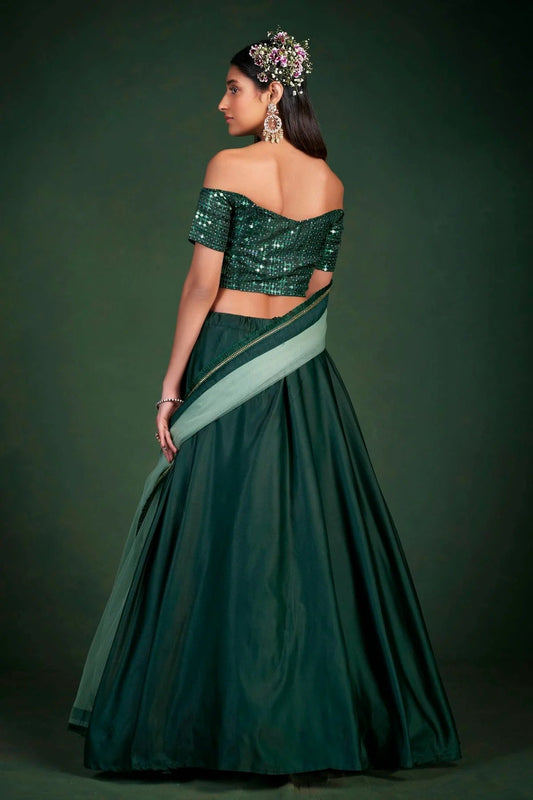 Green Embroidery Taffeta Silk Lehenga Choli NCLD10810257