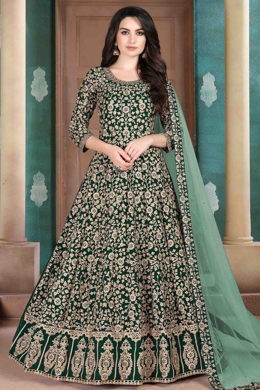 Green Faux Georgette Semi Stitched Anarkali Suit NCSM10510372