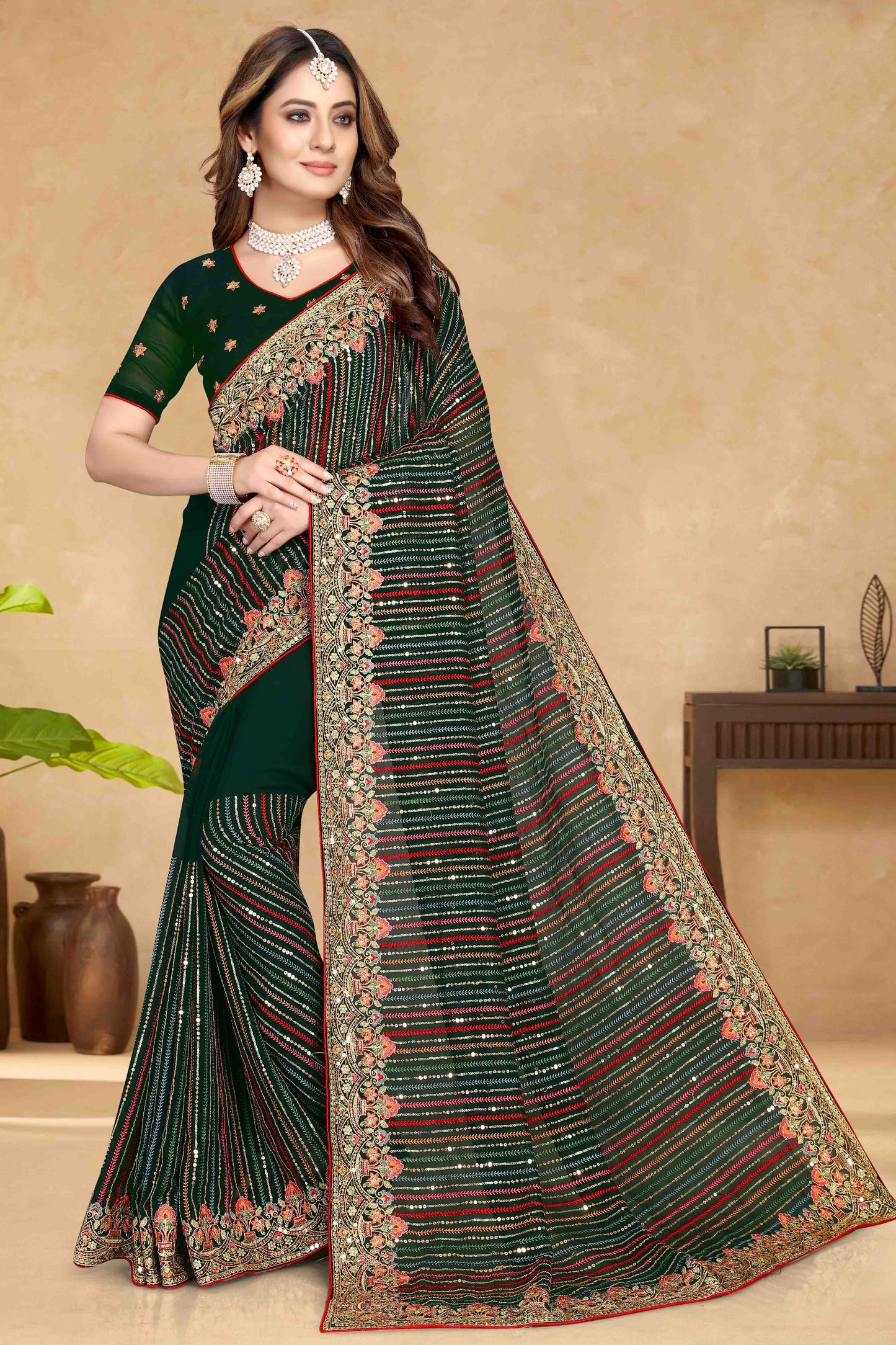 Green Georgette Designer Saree NCSD10910756