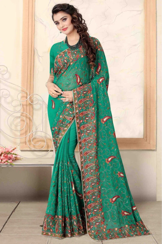 Green Georgette Designer Saree NCSD11210770