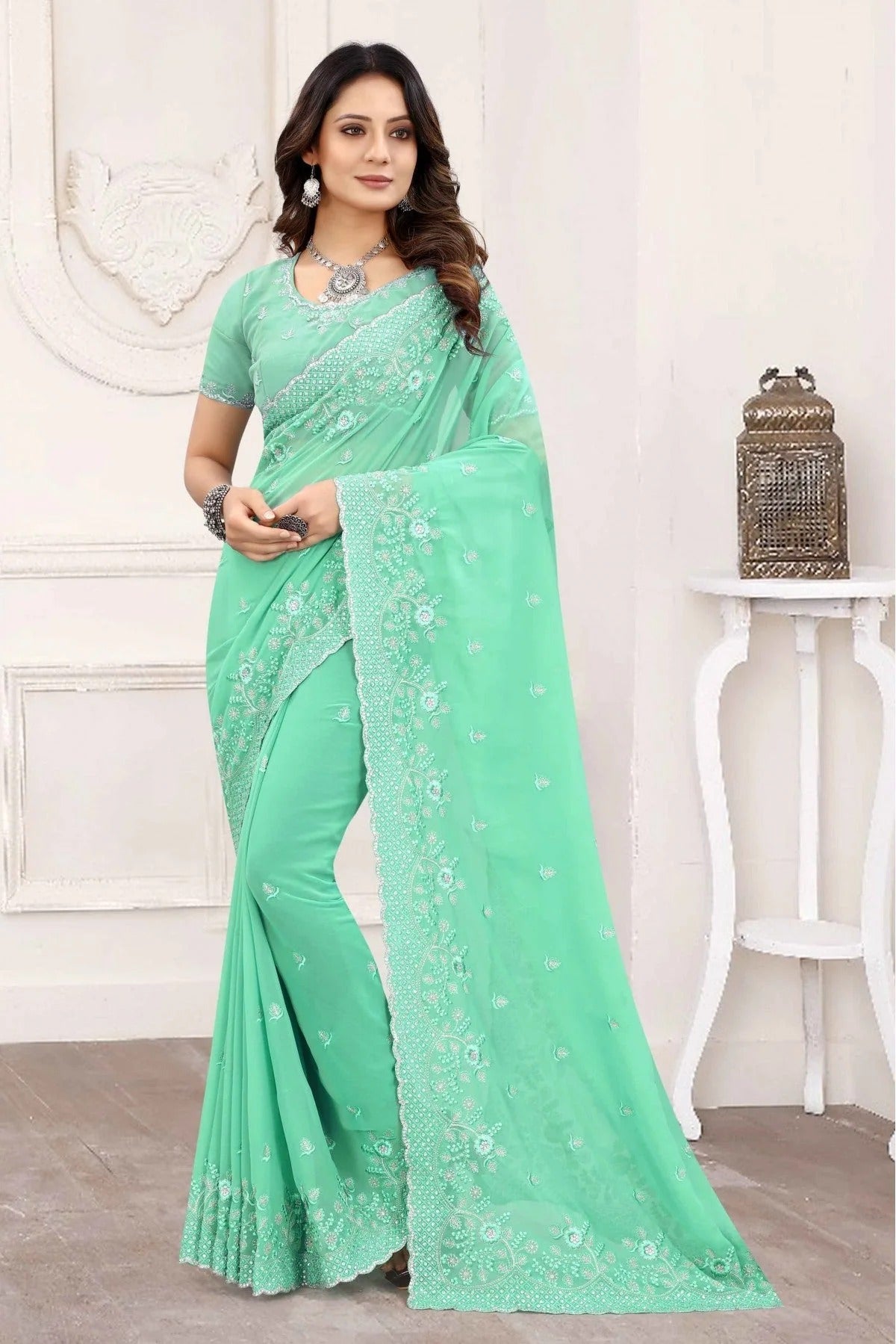Green Georgette Designer Saree NCSD11210835