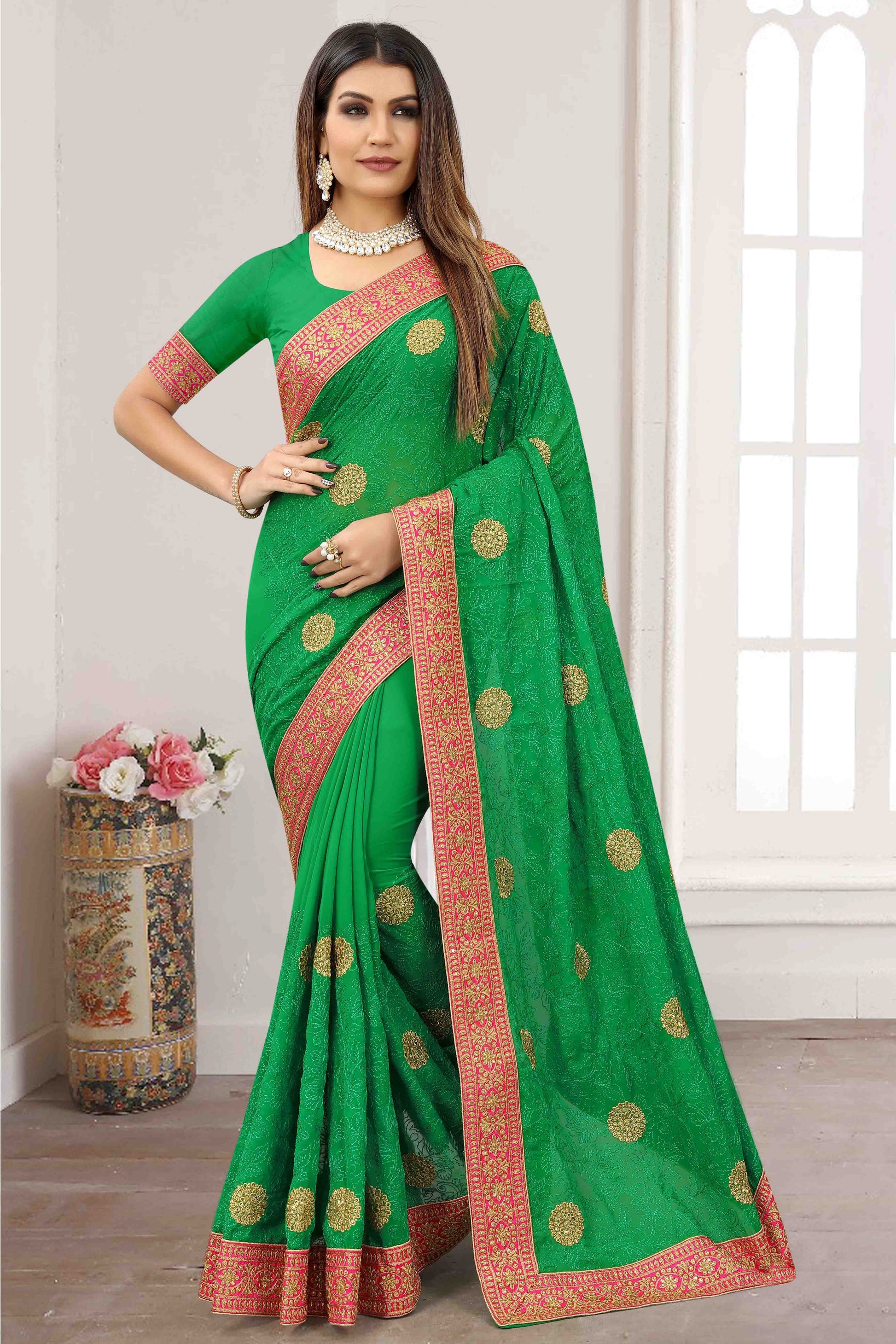 Green Georgette Designer Saree NCSD11210921