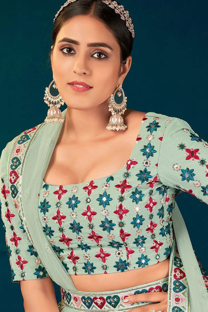 Green Georgette Embroidery Lehenga Choli NCLC11510142
