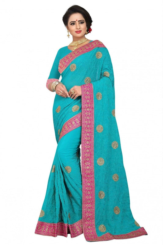 Green Georgette Embroidery Saree NCSD11210541