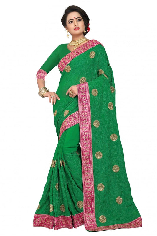 Green Georgette Embroidery Saree NCSD11210542