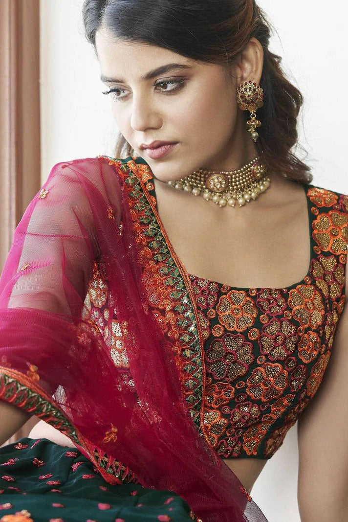 Green Georgette Gota Patti Lehenga Choli NCLC11510153