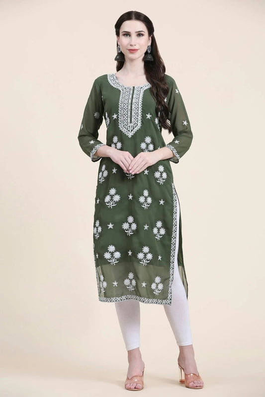 Green Georgette Kurti NCKR11112044