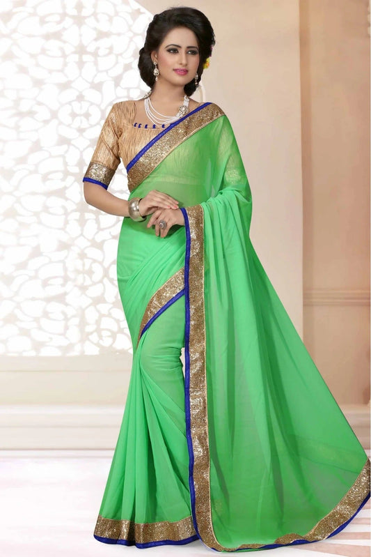 Green Georgette Lace Saree NCSD11210672