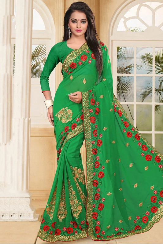 Green Georgette Party Wear Saree NCSD11210587
