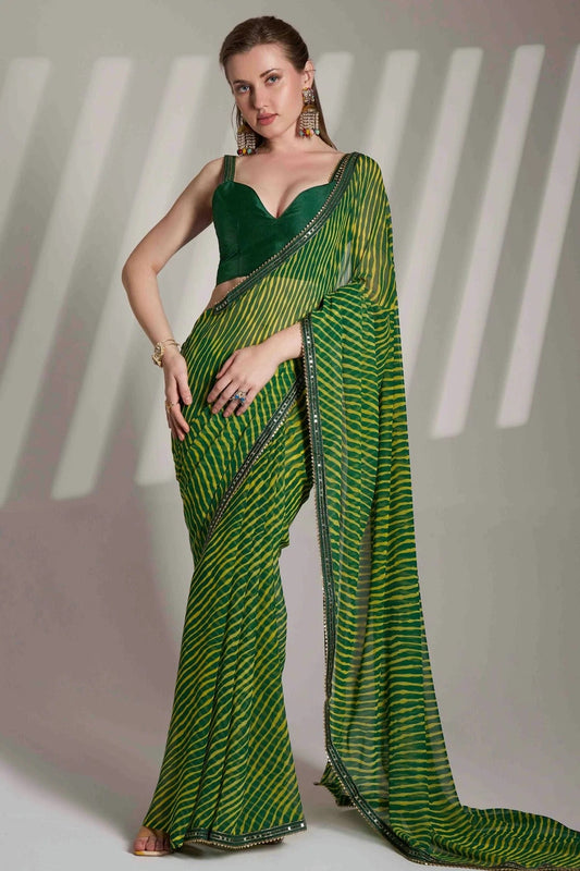 Green Georgette Printed Saree NCSD11110982