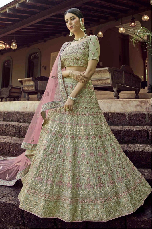 Green Georgette Resham Lehenga Choli NCLC10810464