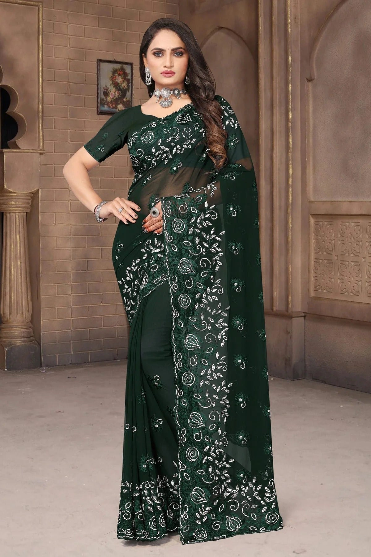Green Georgette Saree NCSD10910268