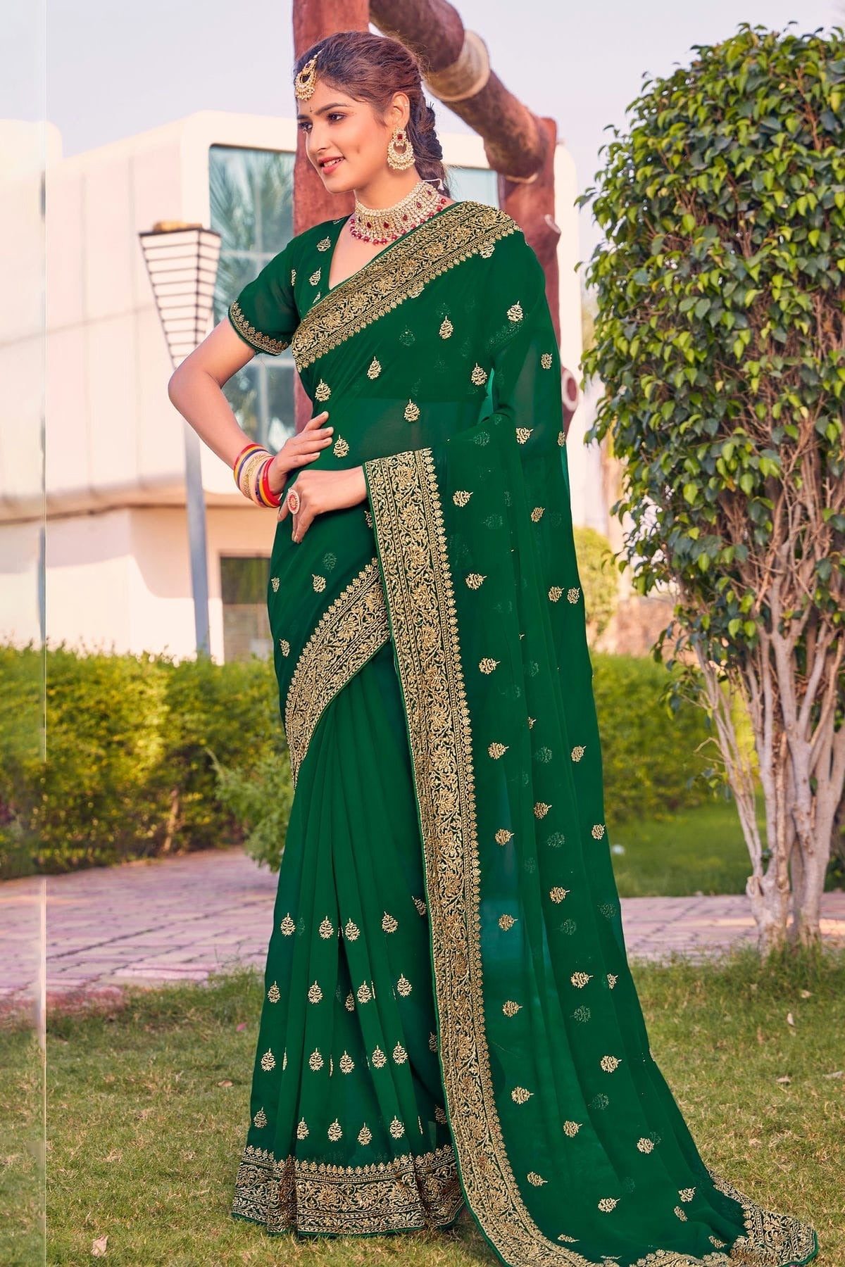 Green Georgette Saree NCSD10910394