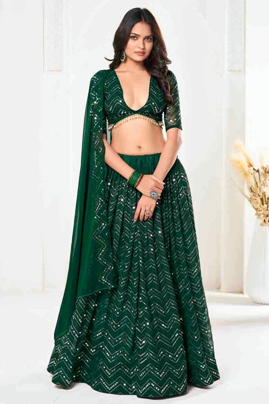 Green Georgette Semi Stitched Lehenga Choli NCLC11710113