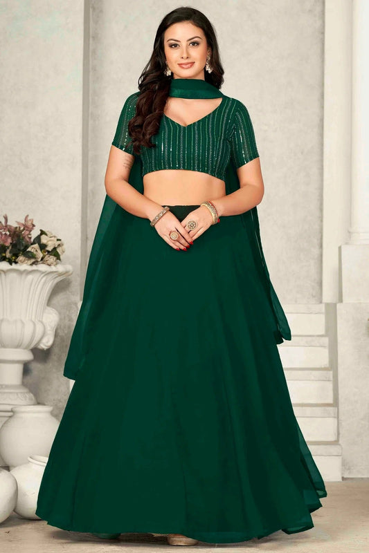 Green Georgette Semi Stitched Lehenga Choli NCLC11710127