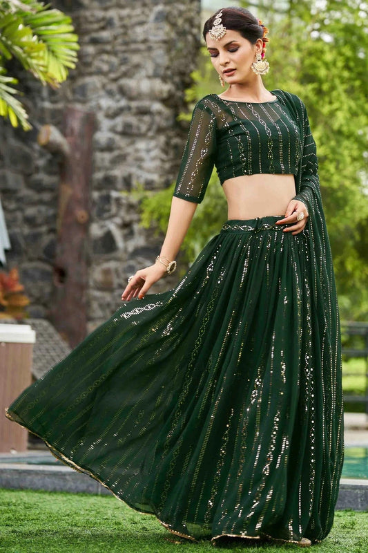 Green Georgette Semi Stitched Lehenga Choli NCLC11710138