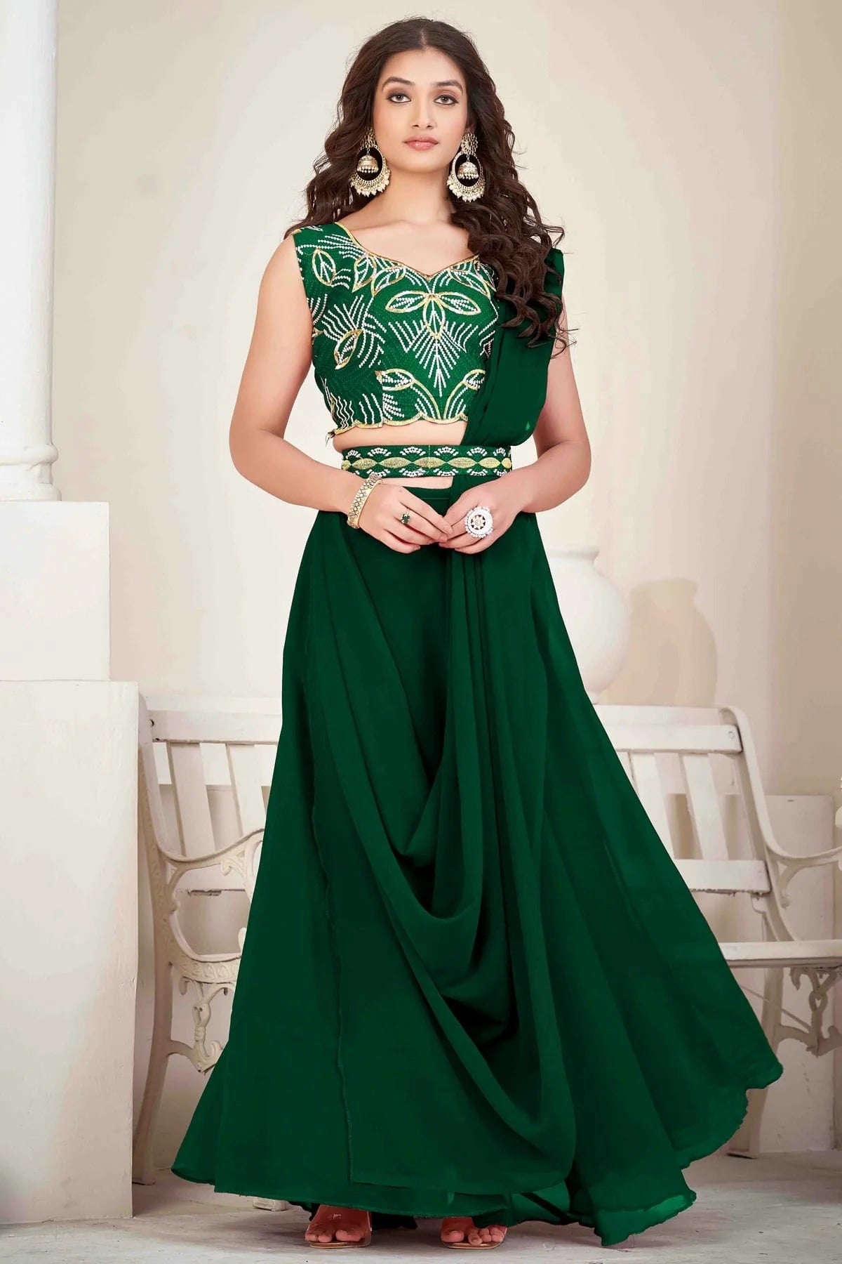 Green Georgette Semi Stitched Lehenga Choli NCLC11710147