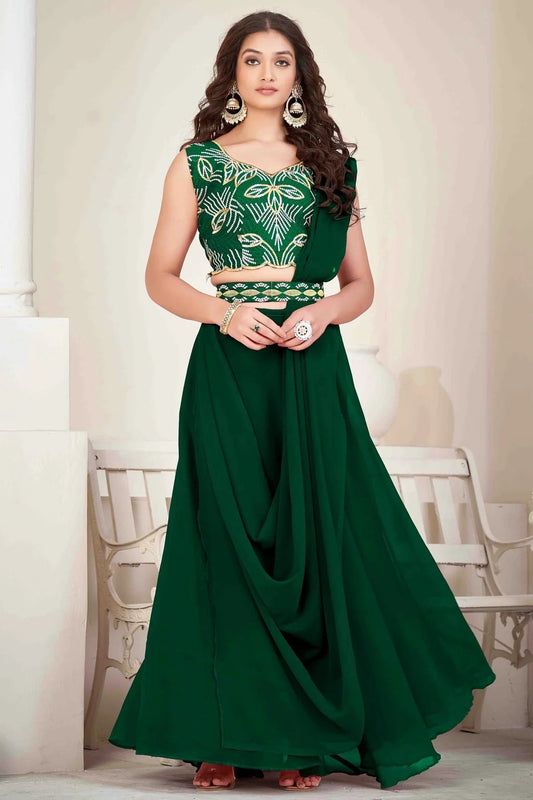 Green Georgette Semi Stitched Lehenga Choli NCLC11710147